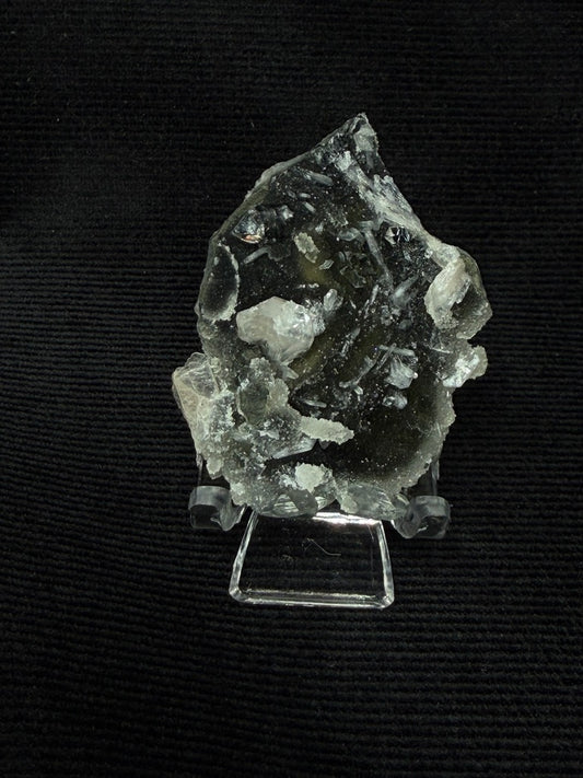 Double Sided Blue Grey and Black Chalcedony with Peach Stilbite Specimen - 89DC