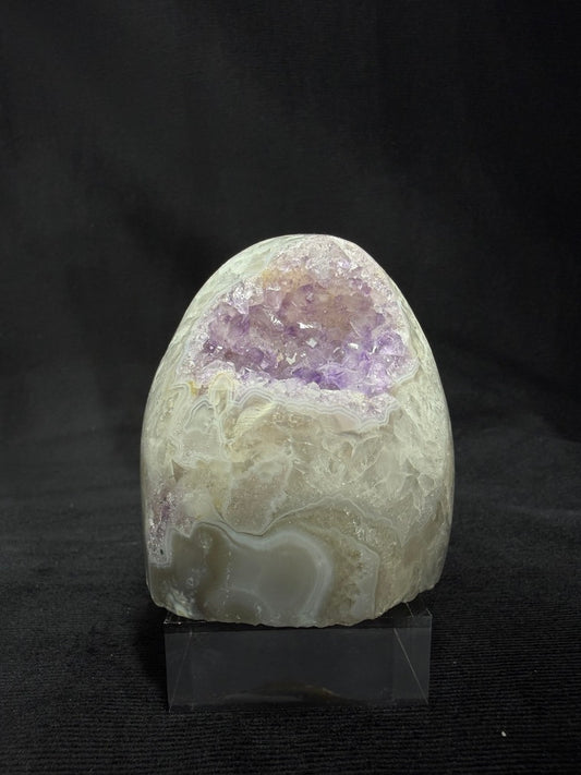 Brazilian Pink Amethyst Freeform with Purple Druzy - 66C