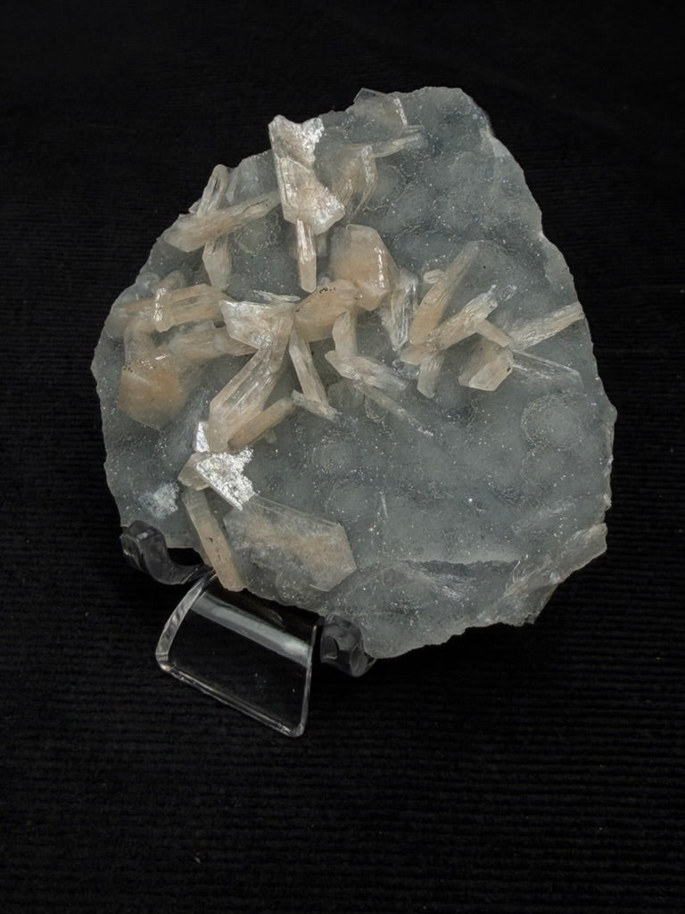 Blue Grey Chalcedony with Peach Stilbite Specimen - 72BC