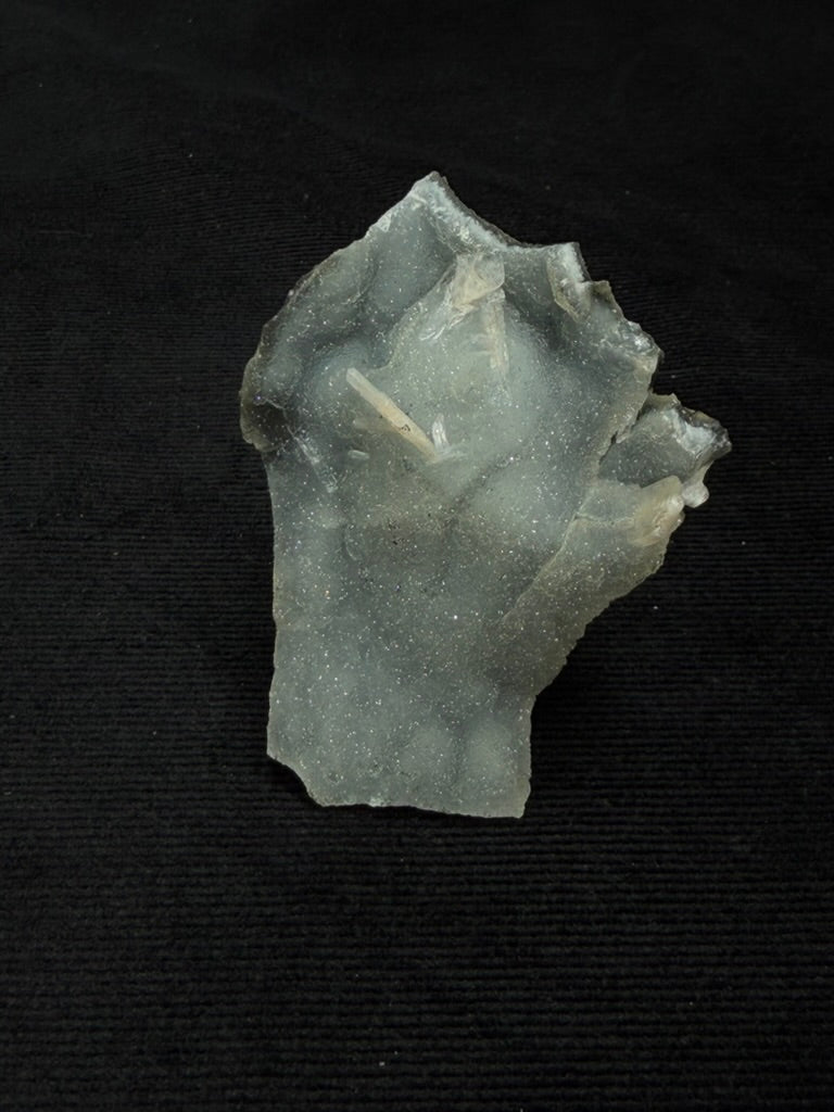 Blue Grey Chalcedony with Peach Stilbite Specimen on Stand - 43BC