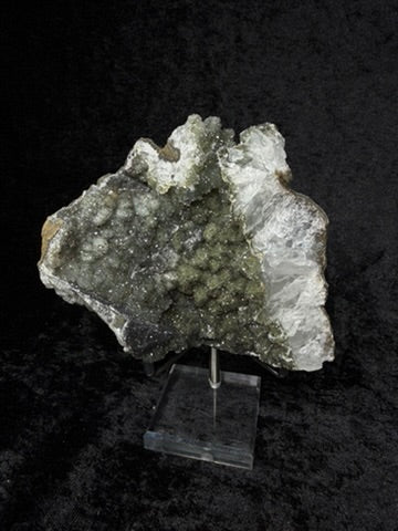 Brazilian Dark Green Sugar Amethyst with Rainbow Banding on Stand - 199A