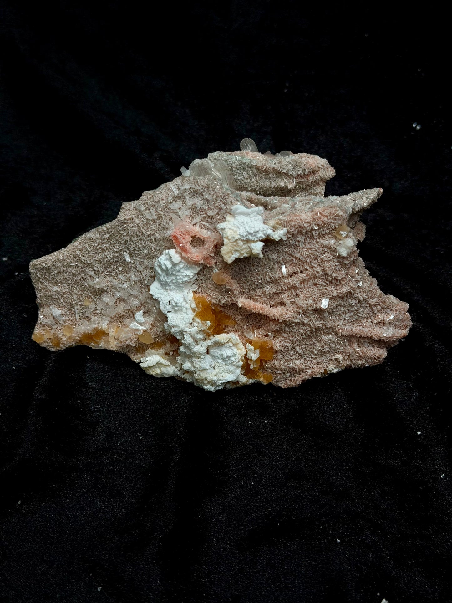 Pink Coral with Barite Crystal and Stilbite with Yellow Calcite - 92PC