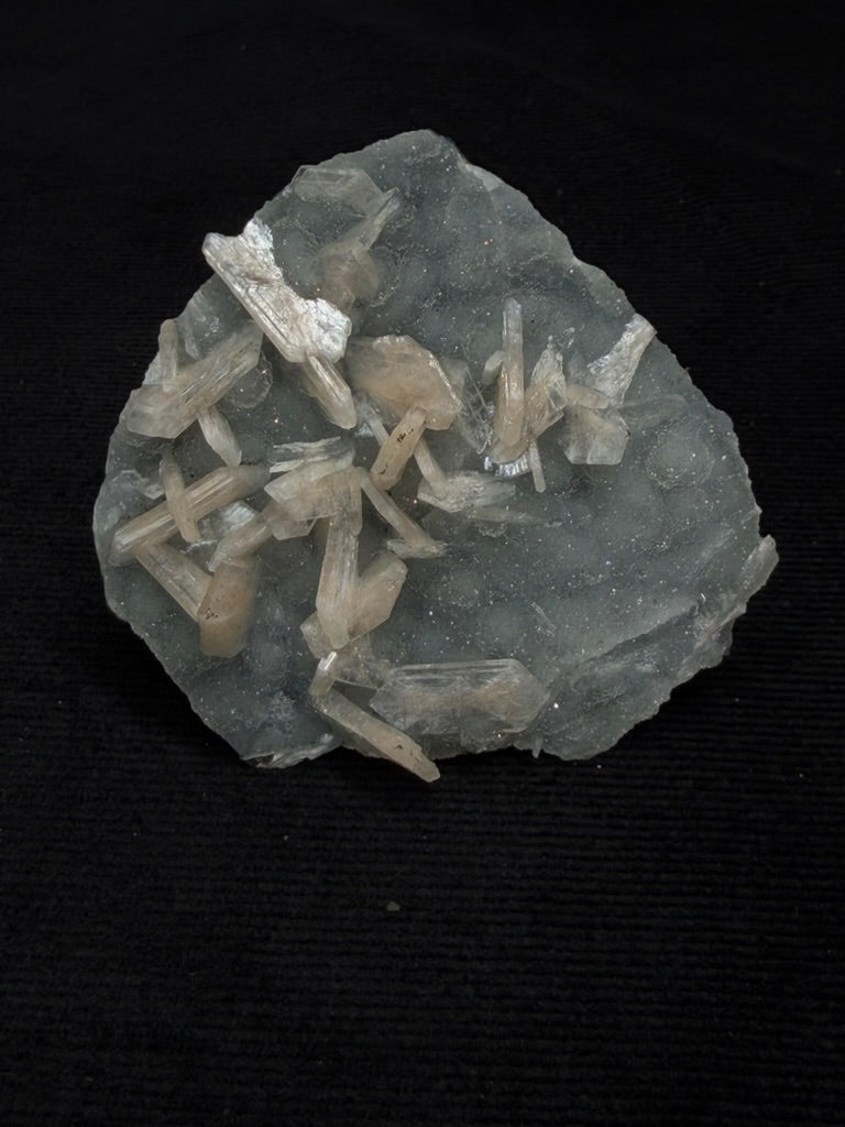 Blue Grey Chalcedony with Peach Stilbite Specimen - 72BC