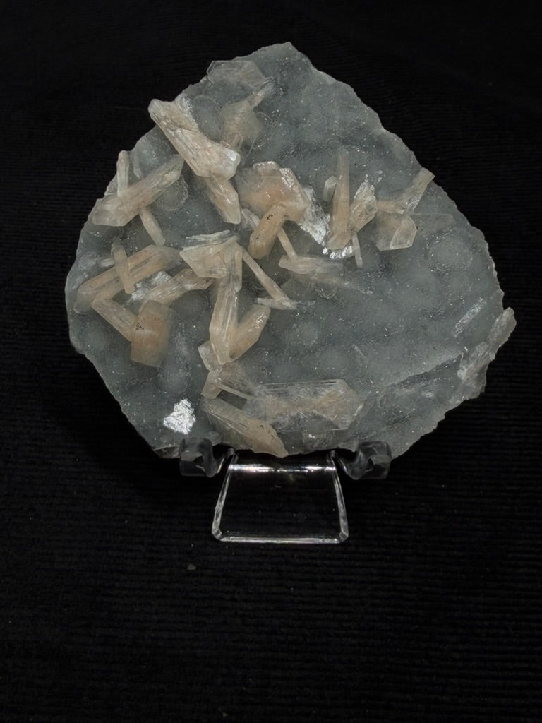 Blue Grey Chalcedony with Peach Stilbite Specimen - 72BC