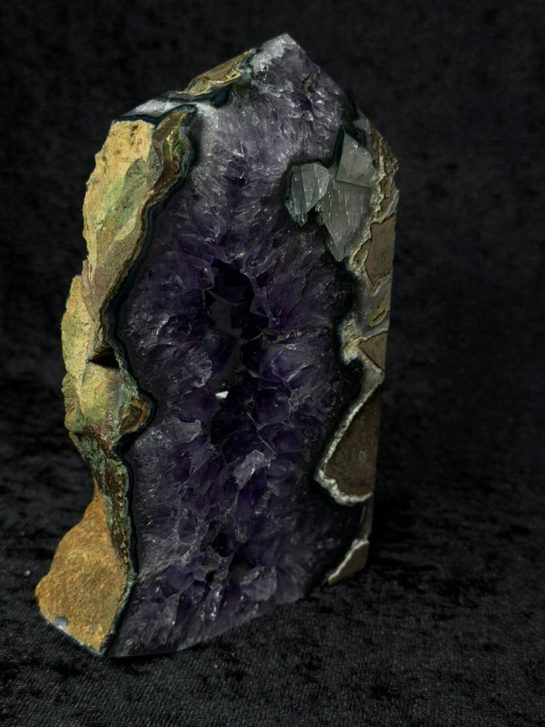 Brazilian Purple Amethyst Statement Tower with Rainbows and Calcite - 256A