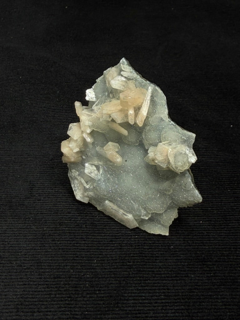 Blue Grey Chalcedony with Peach Stilbite Specimen - 72CC