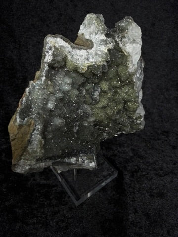 Brazilian Dark Green Sugar Amethyst with Rainbow Banding on Stand - 199A