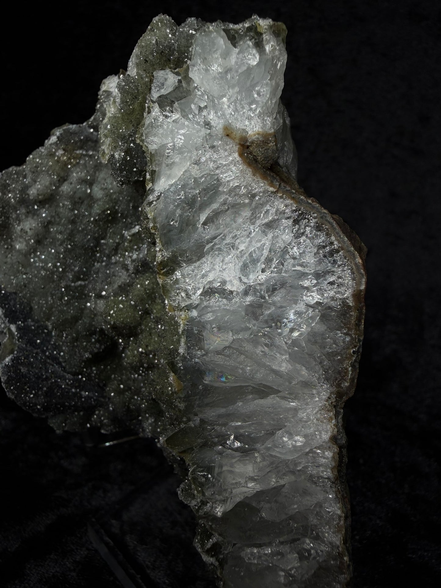Brazilian Dark Green Sugar Amethyst Freeform with Geo Calcite - 149A