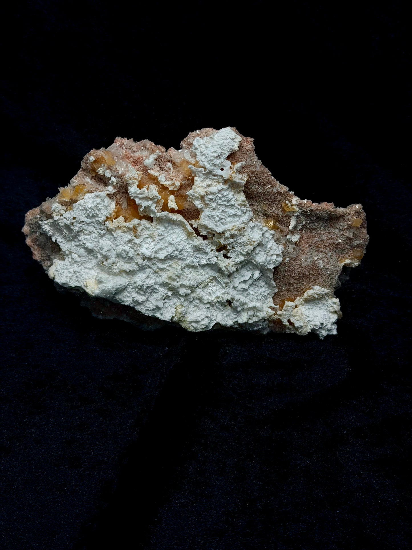 Pink Coral with Barite Crystal, Stilbite with Yellow Calcite and Green Hues - 142PC