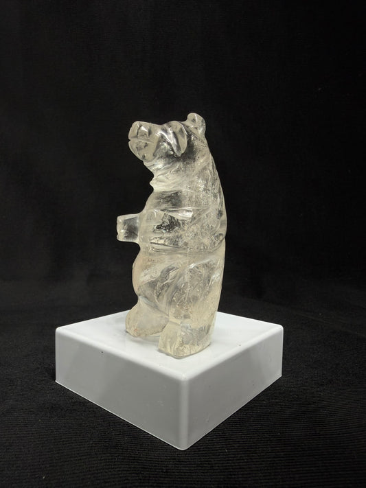 Clear Quartz Hand Carved Polar Bear with Inclusions - 98B