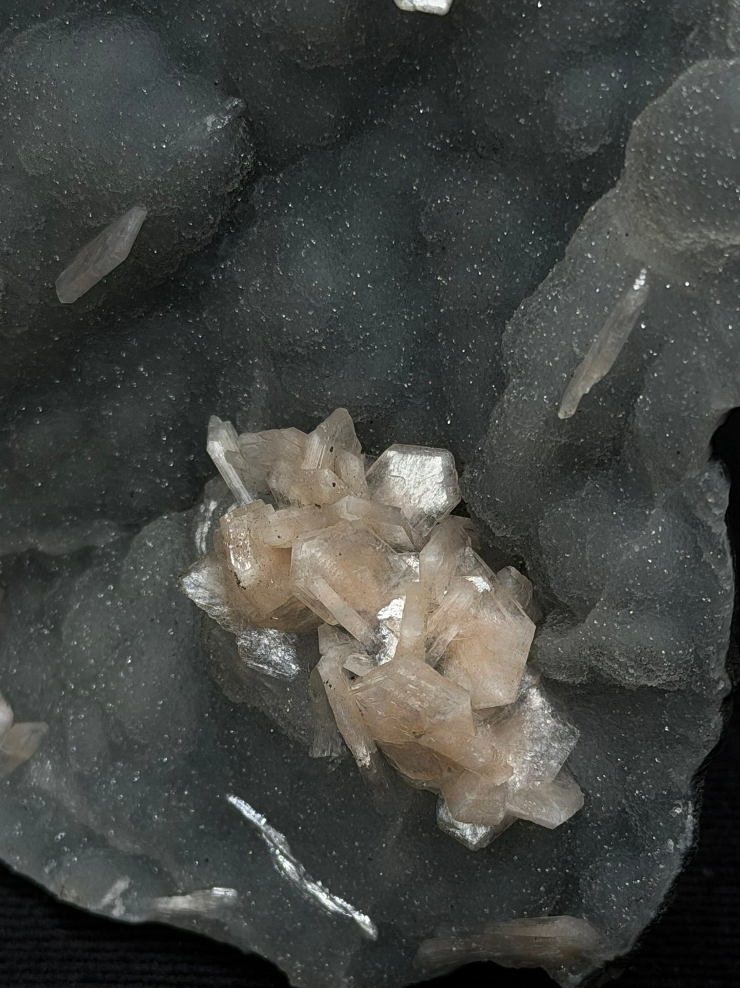 Blue Grey Chalcedony with Peach Stilbite Specimen - 140C