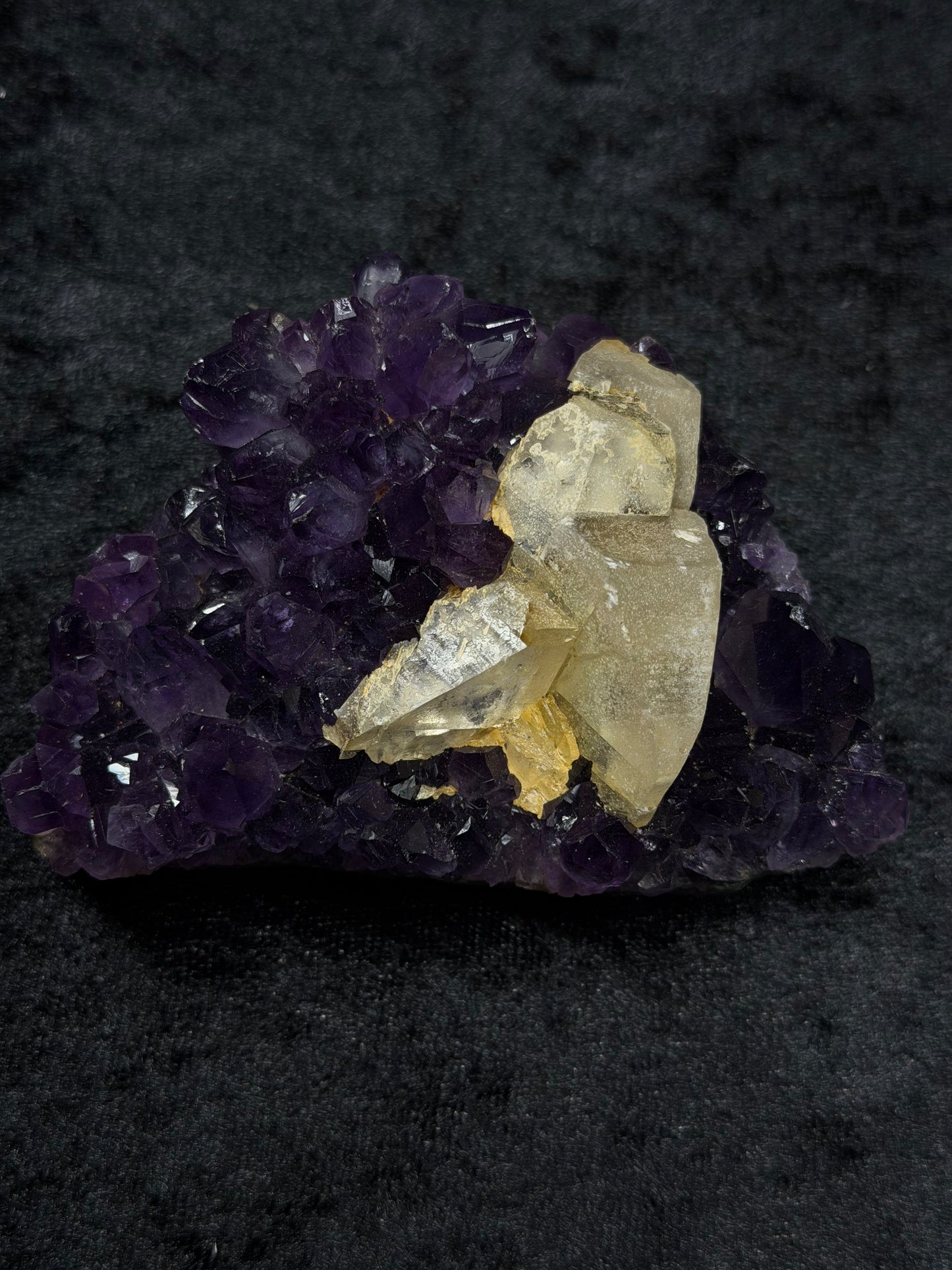 Brazilian Purple Amethyst Freeform with Golden Calcite and Flower Formation - 102BA