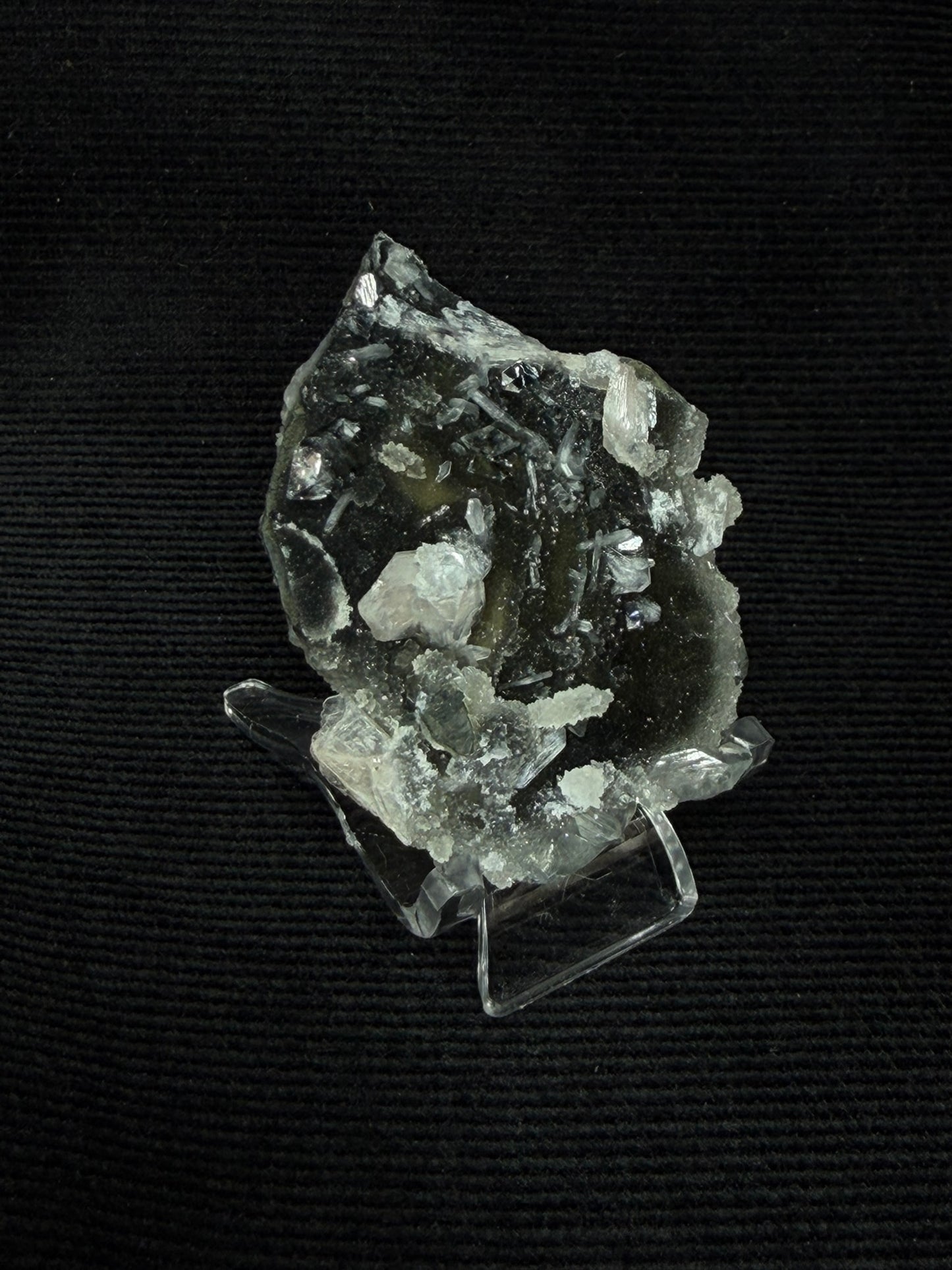Double Sided Blue Grey and Black Chalcedony with Peach Stilbite Specimen - 89DC