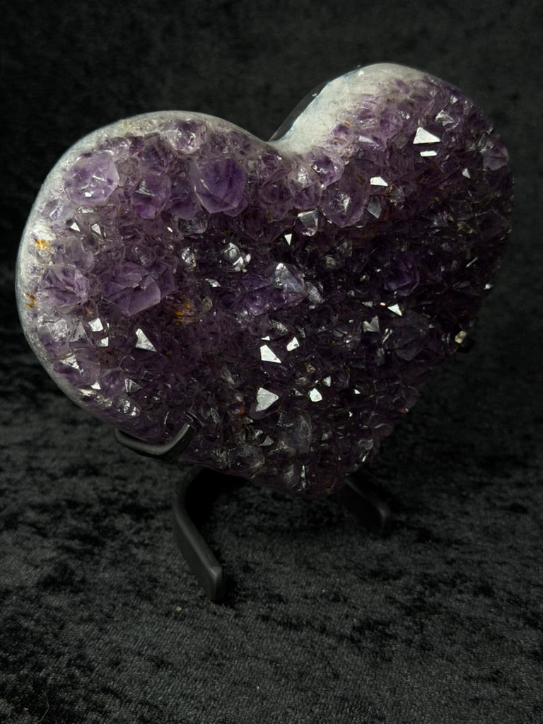 Brazilian Purple Amethyst Medium Heart with Inclusions on Stand - 162A
