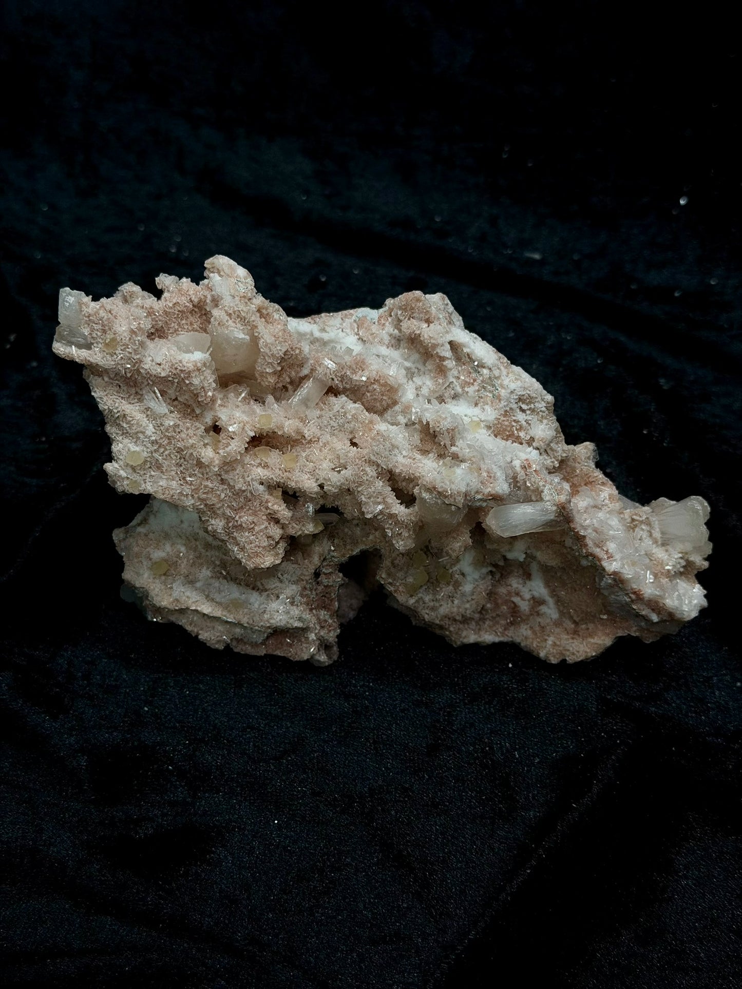 Pink Coral with Barite Crystal, with Stilbite and Yellow Calcite - 115PC
