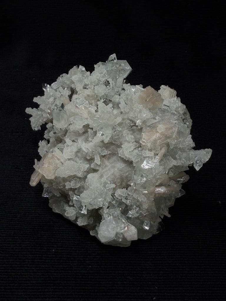Premium Diamond Apophyllite with Prehnite and Stilbite on Blue Chalcedony - 171DA