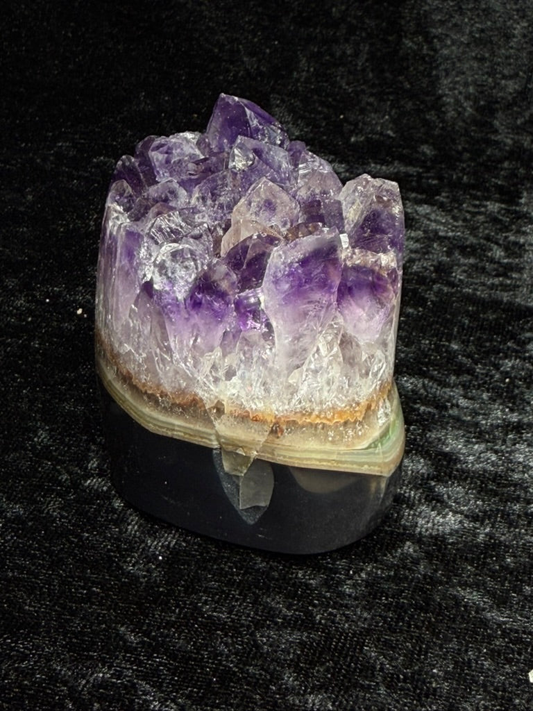 Brazilian Purple Amethyst Freeform with Back and Green Agate Banding - 72AA