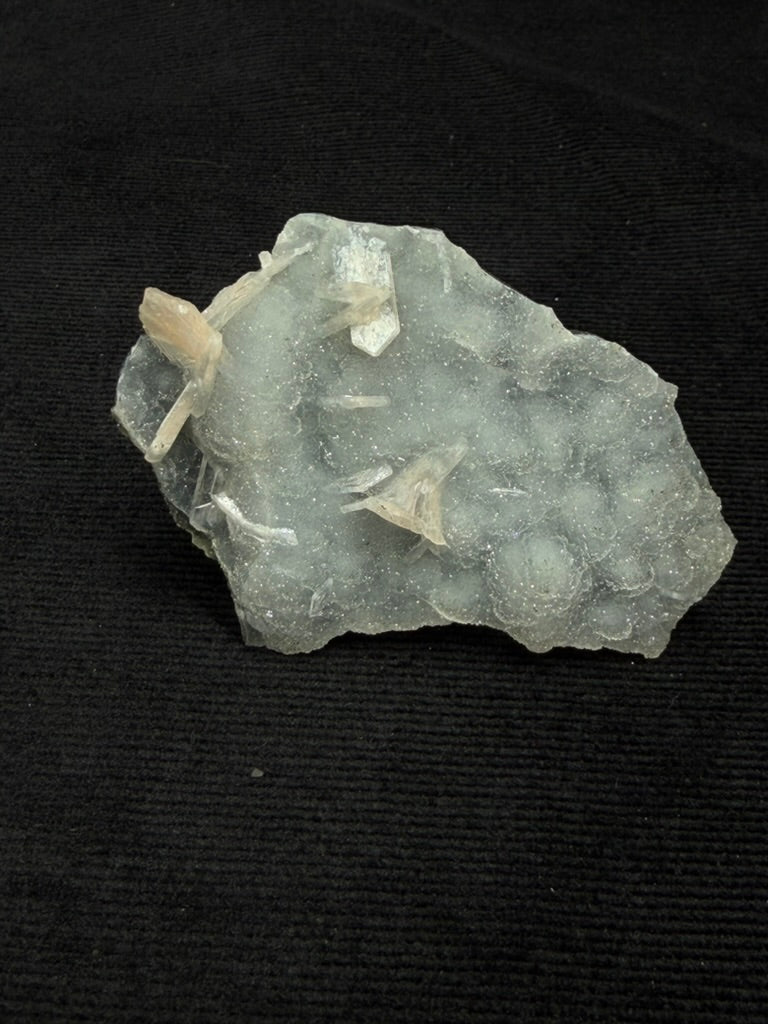 Blue Grey Chalcedony with Peach Stilbite Specimen - 44C
