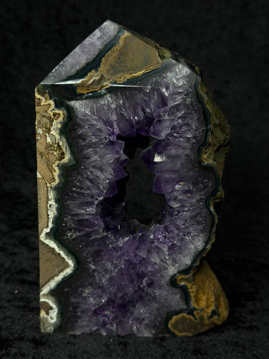 Brazilian Purple Amethyst Statement Tower with Rainbows and Calcite - 256A