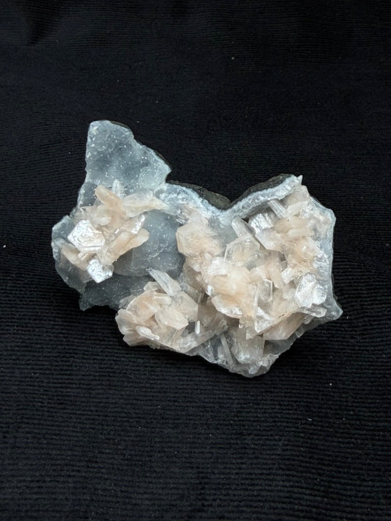 Blue Grey Chalcedony with Peach Stilbite Specimen - 72C