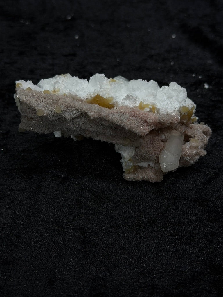Pink Coral with Barite Crystal, with Stilbite and Yellow Calcite - 88PC