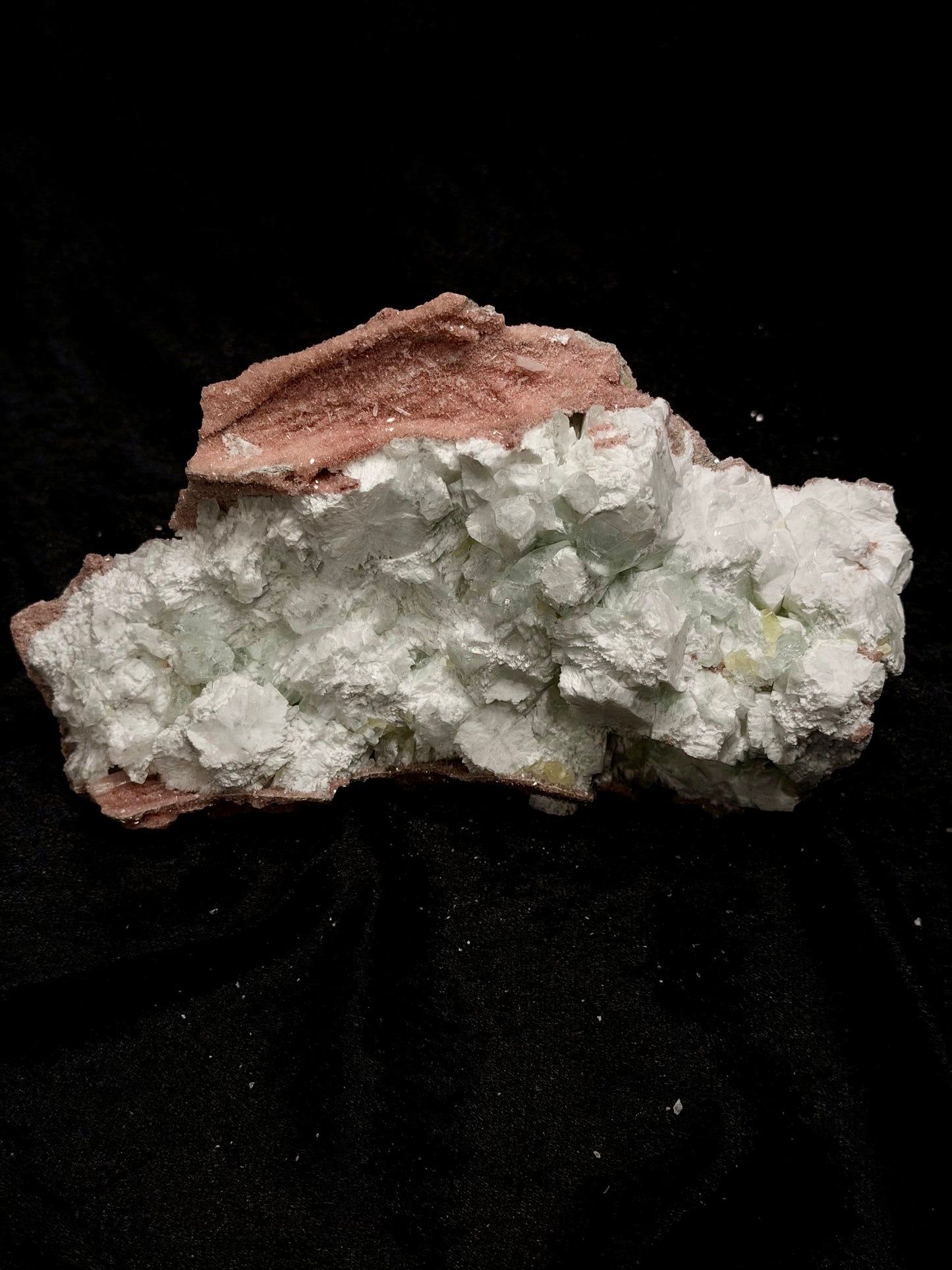 Pink Coral with Barite Crystal, Stilbite with Yellow Calcite and Green Hues - 107PC