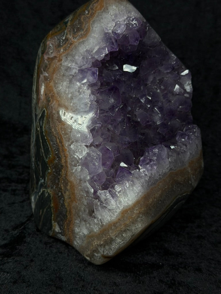 Premium Purple Amethyst Statement Piece with Agate Banding - 272A