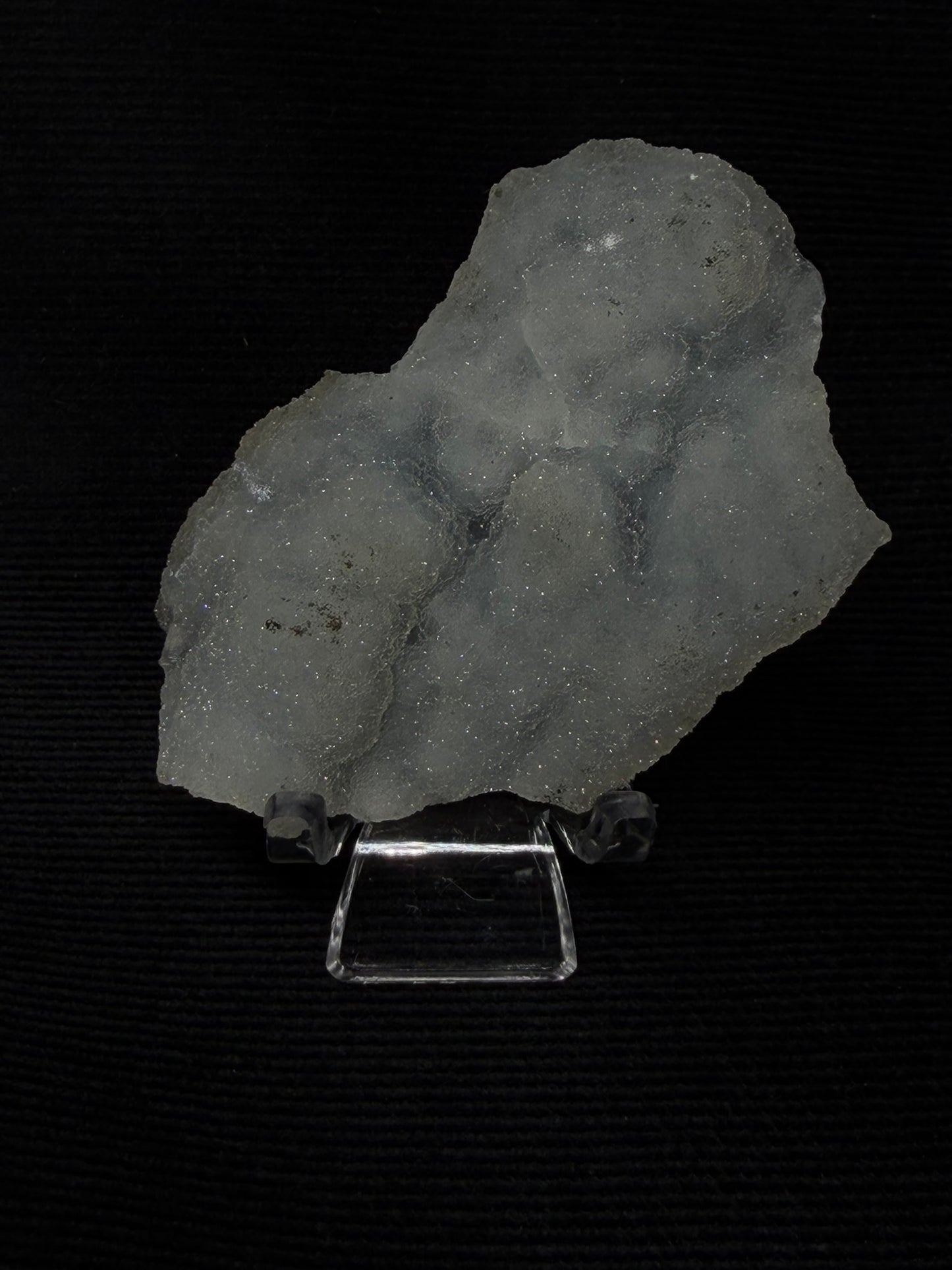 Blue Grey Sparkling Chalcedony Specimen on Stand - 40DE