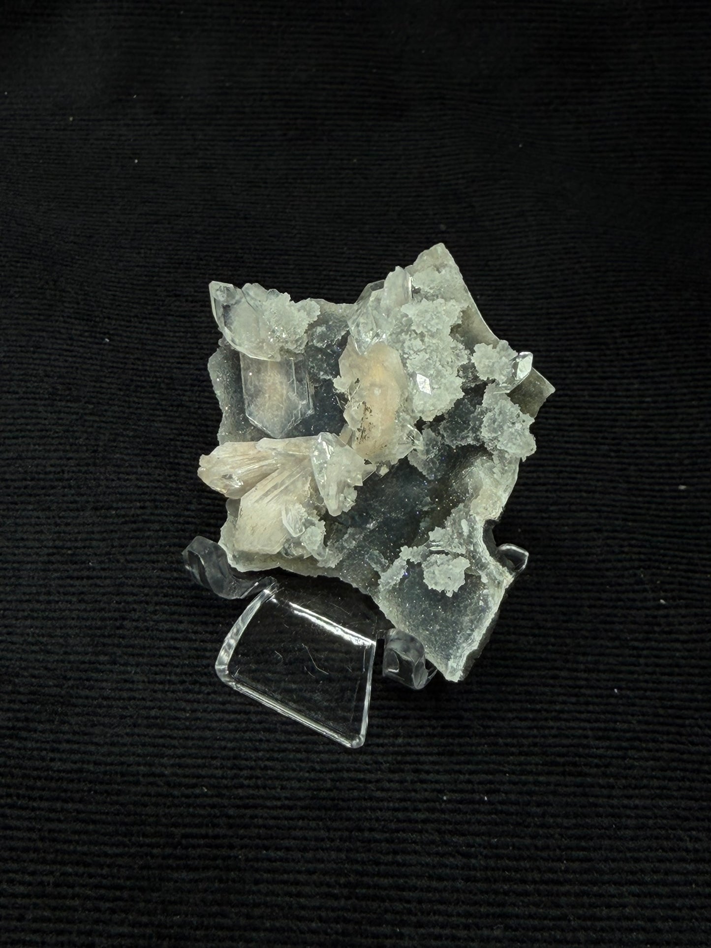 Premium Blue Grey Chalcedony with Peach Stilbite Specimen - "STAR" 75SC