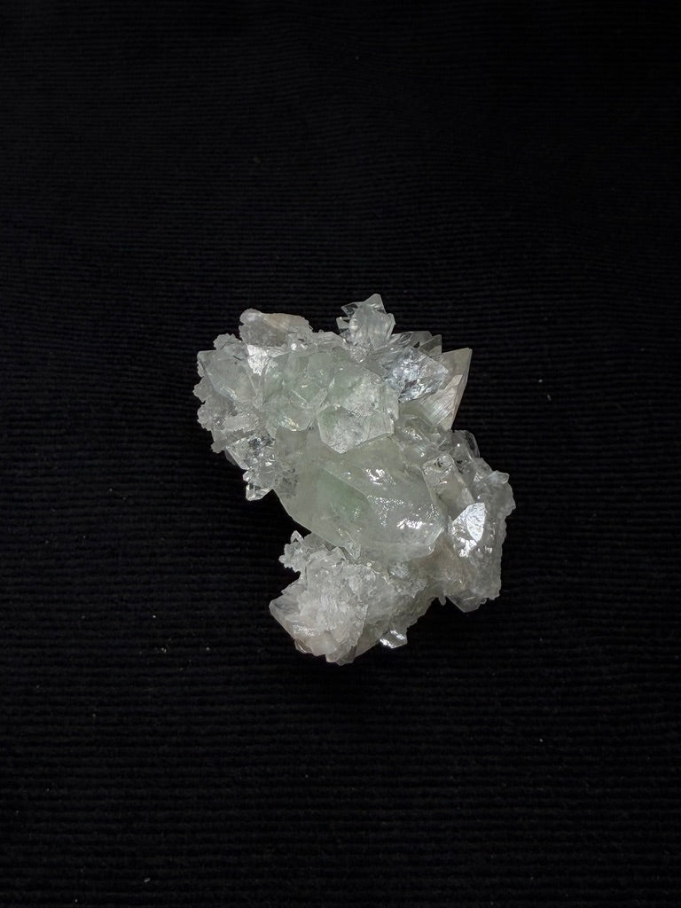 Diamond Apophyllite with Prehnite and Stilbite on Blue Chalcedony - 50DA