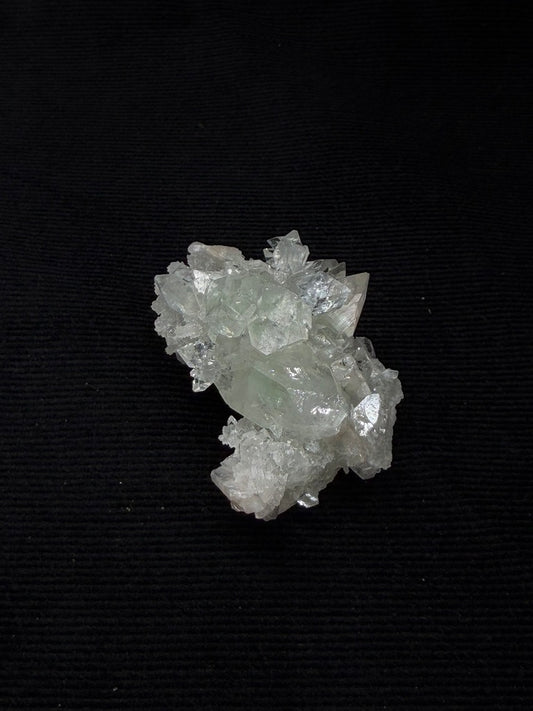 Diamond Apophyllite with Prehnite and Stilbite on Blue Chalcedony - 50DA