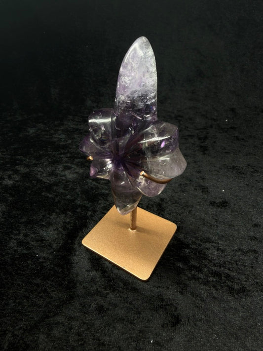 Brazilian Purple Phantom Amethyst Starts on Rose Gold Stand - 127S