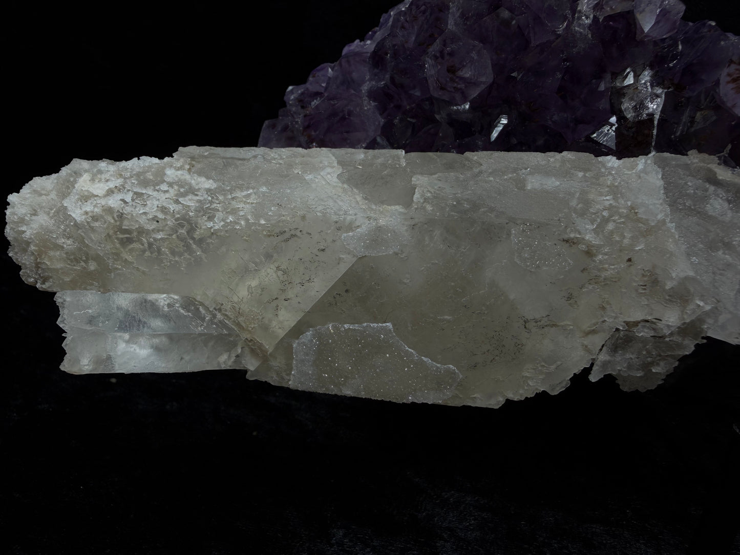 Brazilian Purple Amethyst Statement Piece with XL Sugary Calcite on Stand - 341AC