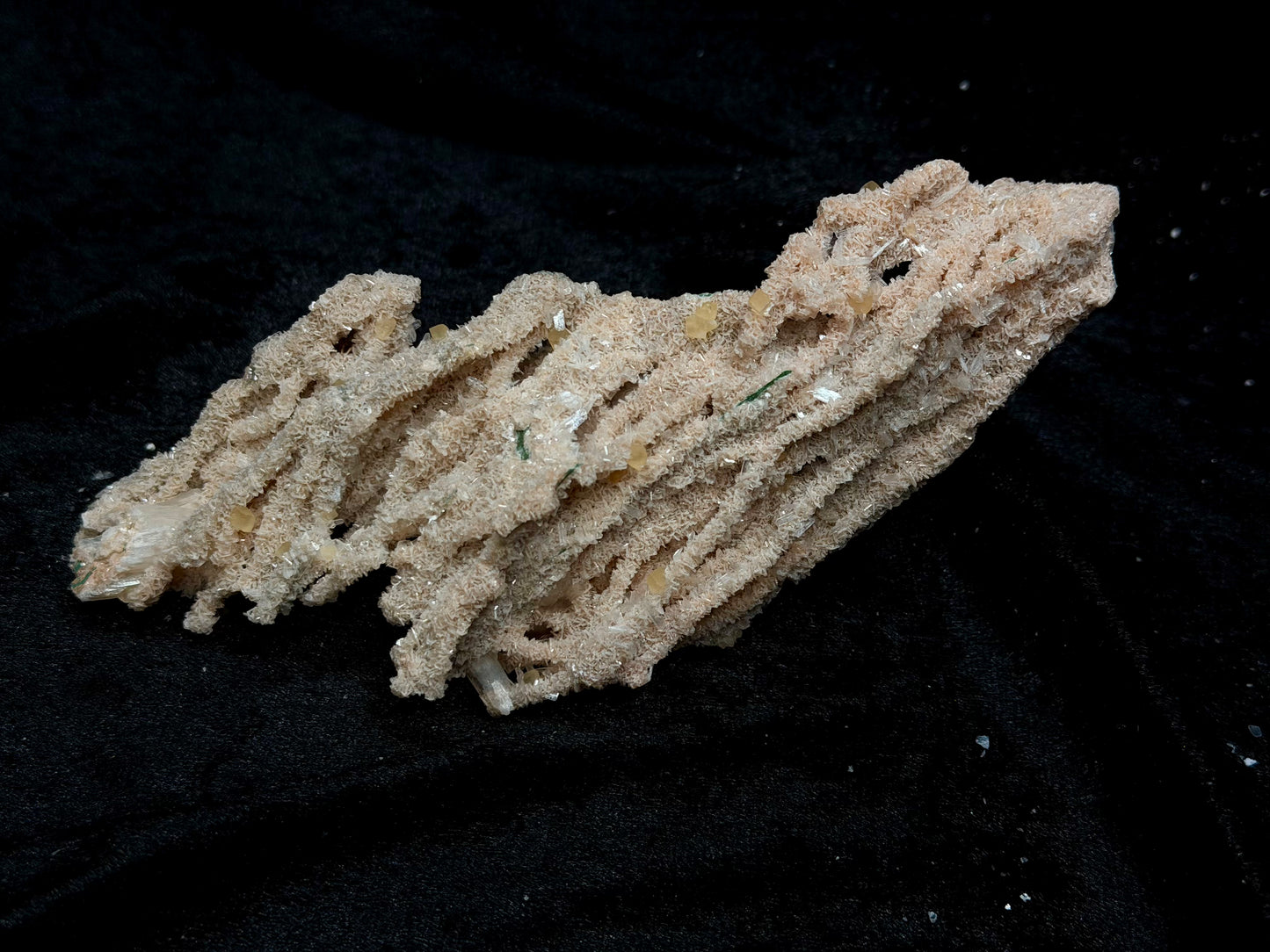 Sparkling Pink Coral with Barite Crystal and Stilbite with Yellow Calcite - 128PC