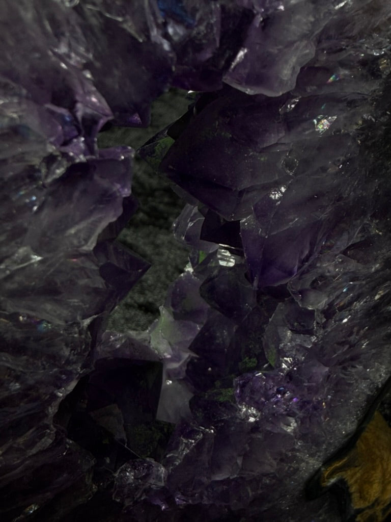 Brazilian Purple Amethyst Statement Tower with Rainbows and Calcite - 256A