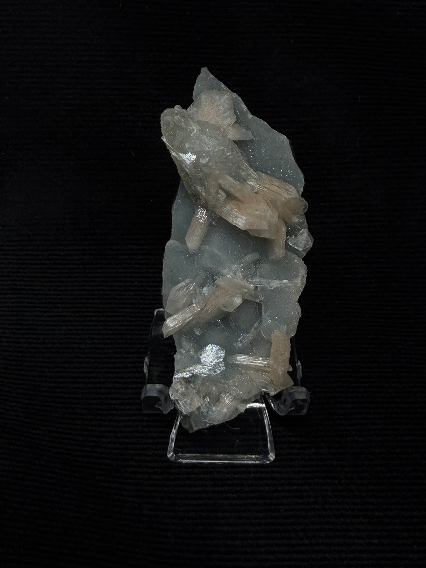 Blue Grey Chalcedony with Peach Stilbite Specimen - 49GC