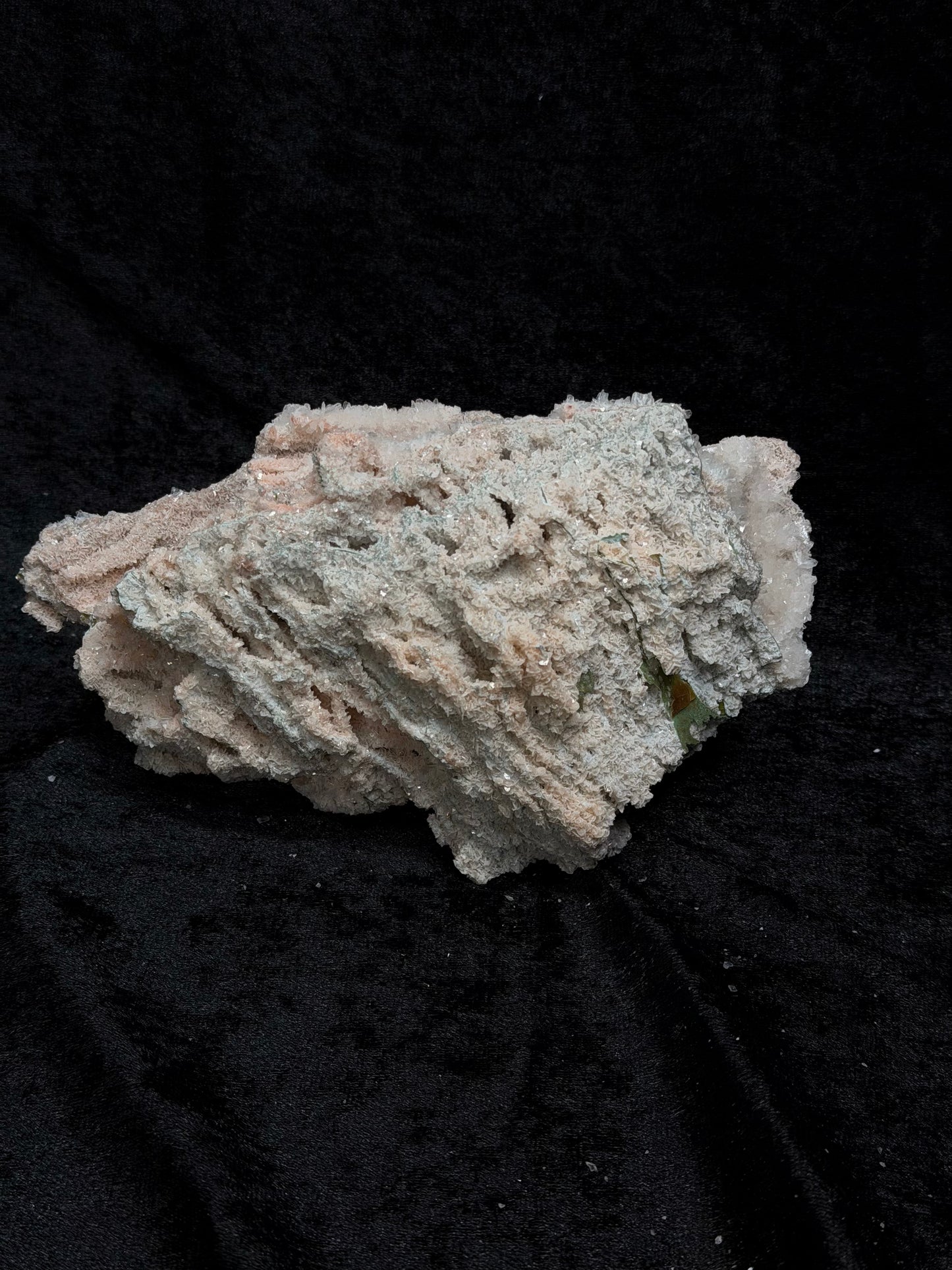 Sparkling Pink Coral with Barite Crystal and Stilbite with Yellow Calcite - 184PC
