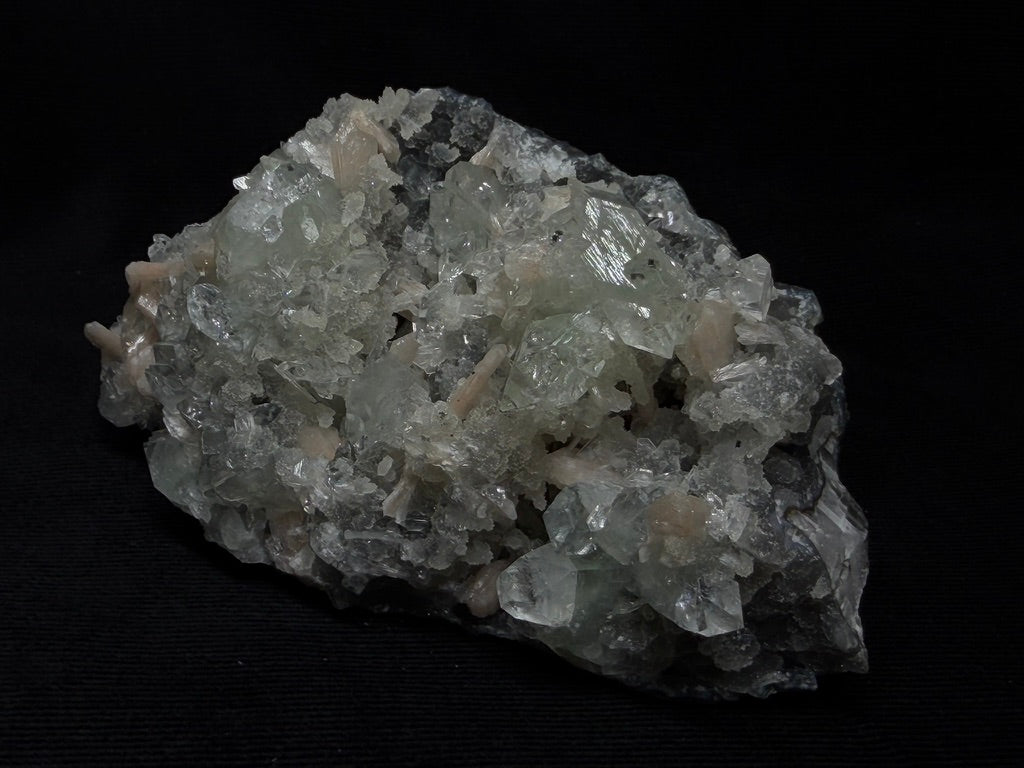 Premium Diamond Apophyllite With Prehnite and Stilbite On Blue Chalcedony - 242DA