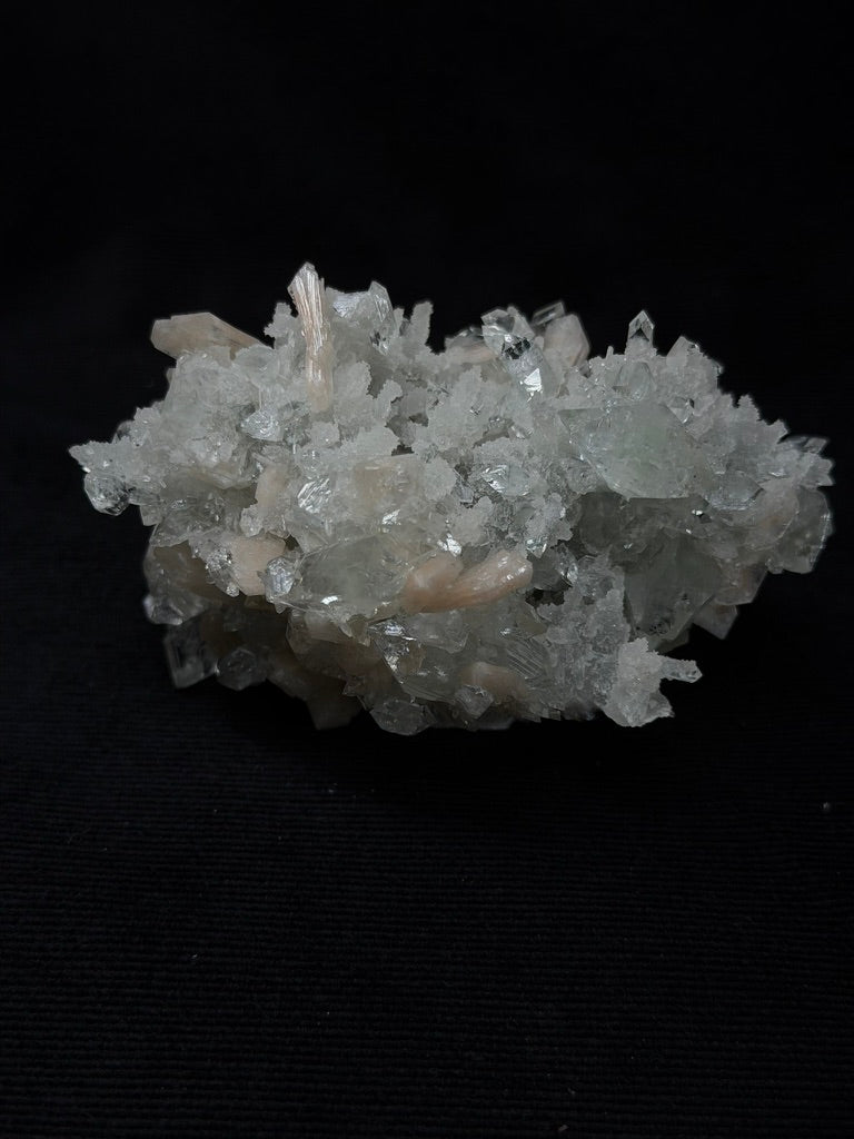 Premium Diamond Apophyllite with Prehnite and Stilbite on Blue Chalcedony - 171DA