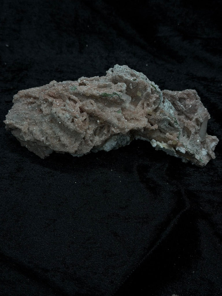 Pink Coral with Barite Crystal, with Stilbite and Yellow Calcite and Green Hues - 132PC