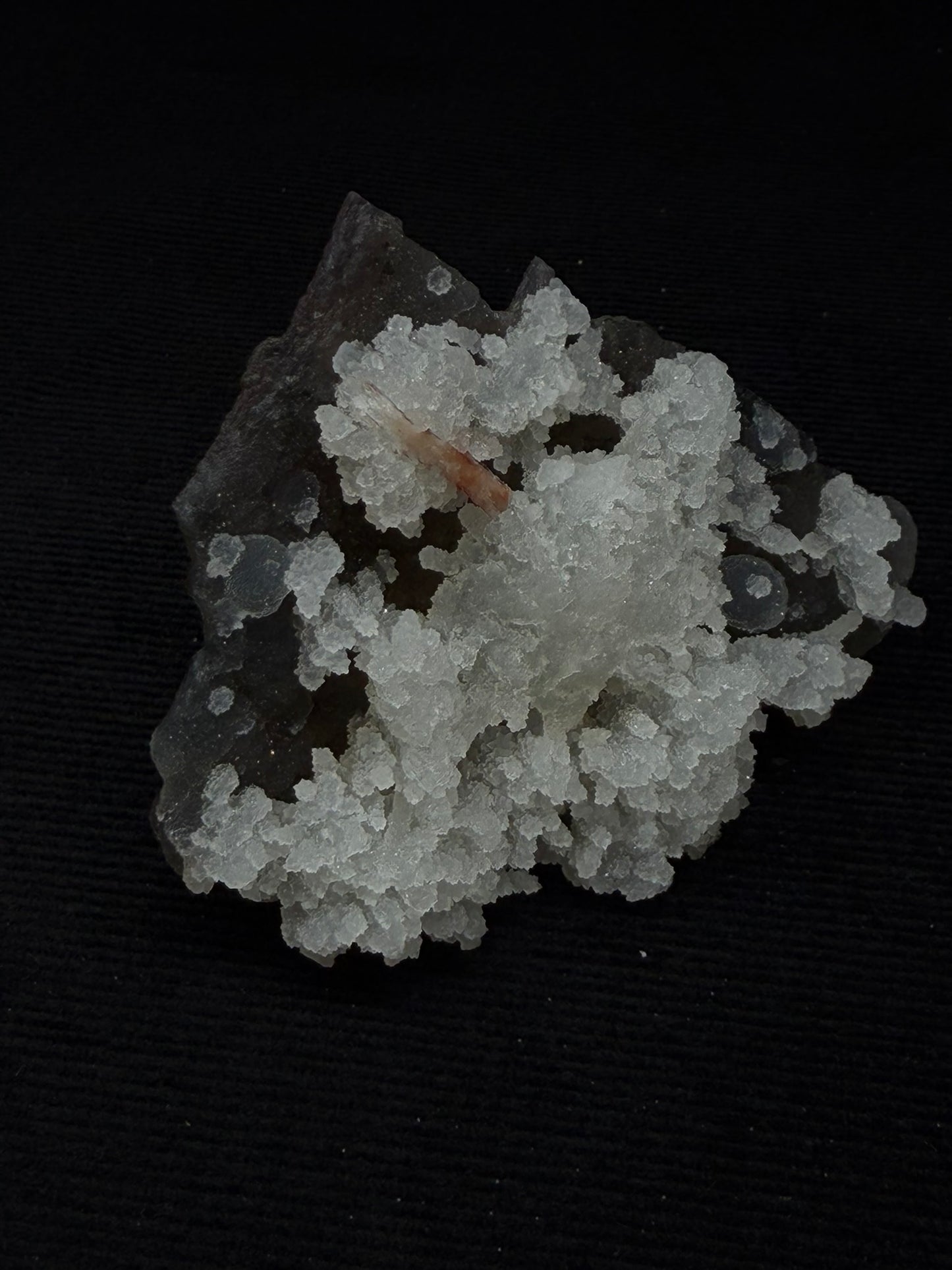 Sugary Blue & Grey Chalcedony Specimen with Chocolate Heulandite - 74SC
