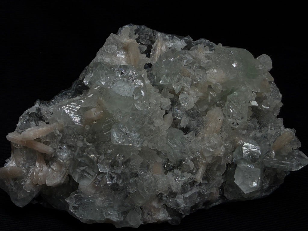 Premium Diamond Apophyllite With Prehnite and Stilbite On Blue Chalcedony - 242DA
