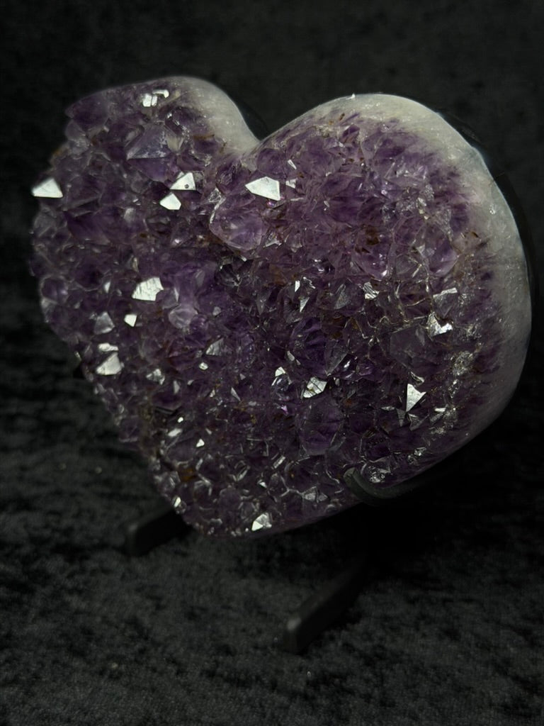 Brazilian Purple Amethyst Medium Heart with Inclusions on Stand - 162A
