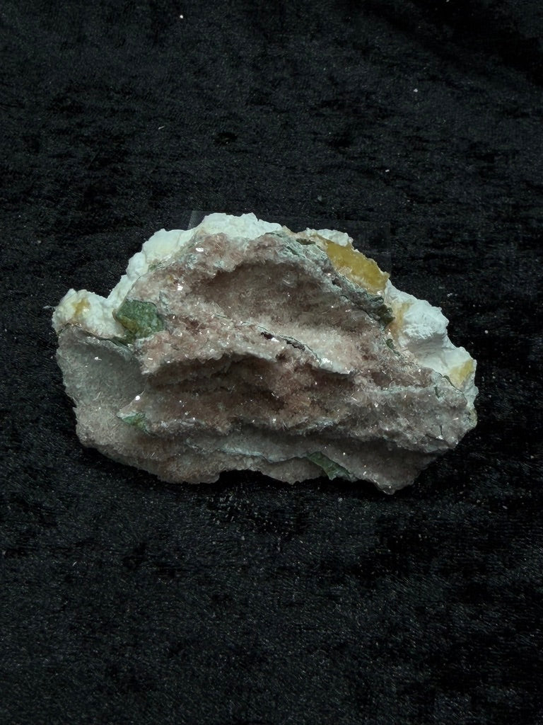 Pink Coral with Barite Crystal, with Stilbite and Yellow Calcite with Green Hues - 65PC