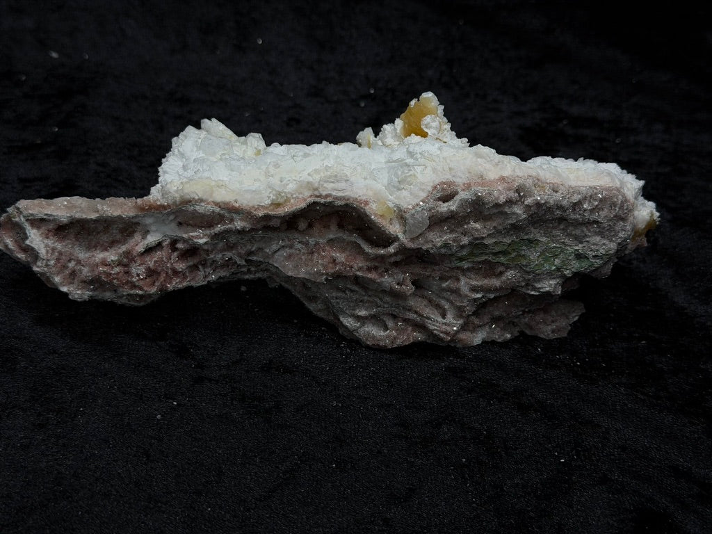 Pink Coral with Barite Crystal, with Stilbite and Yellow Calcite and Green Hues - 127PC